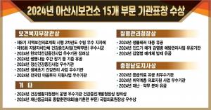 아산시보건소, 2024년 보건의료 15개 분야 우수기관상 수상