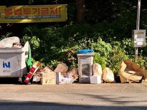 상가주택 쓰레기 무단투기 심각… 백석동 주택가 분리배출 관리 사각지대