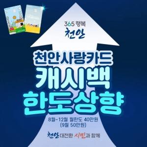 천안사랑카드 캐시백 확대…지역경제 살리는 '마중물' 될까