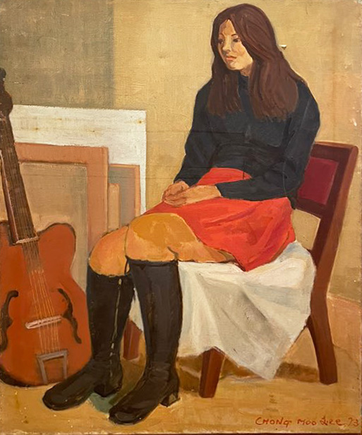 소녀와 통기타, 59x76cm, Oil on Canvas, 1973